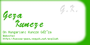 geza kuncze business card